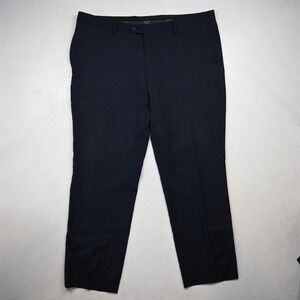 Pronto Uomo 42x32 Blue Sharkskin 100% Wool Flat Front Straight Dress Mens Pants